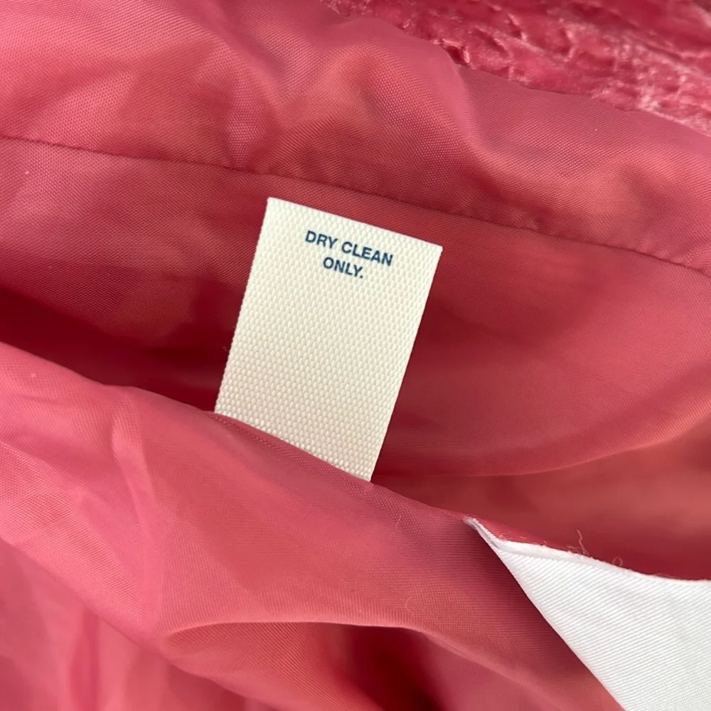 Vintage Old Navy Girls Pink Velvet Embroidered Blazer w/Bow Pockets Split Cuff L